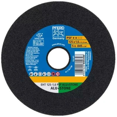Afbeelding van PFERD EHT 125 1,6 PSF ALU+STONE 61819021 Doorslijpschijf recht mm 25 stuk(s) Aluminium, Non ferrometaal, Titanium, Titaniumlegering, Gietijzer, Duroplast,