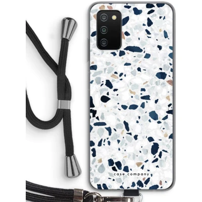 Afbeelding van Case Company® hoesje met Koord geschikt voor Samsung Galaxy A03S Terrazzo N1 Telefoonhoesje Zwart Bescherming aan alle Kanten en Over de Schermrand