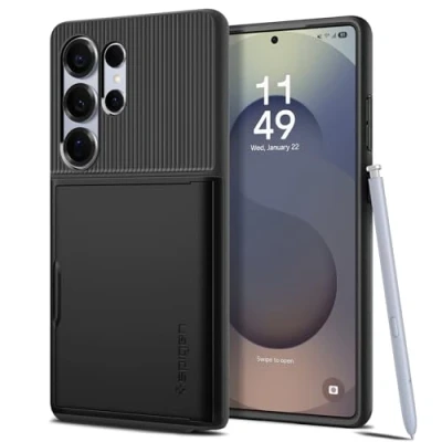 Afbeelding van Spigen Hoesje Geschikt voor Samsung Galaxy S25 Ultra Met Pasjeshouder Slim Armor CS Backcover Zwart