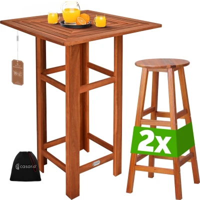 Afbeelding van CASARIA Tuinbarset 1 Hoge Bartafel &amp; 2 Barkrukken Acacia Hout
