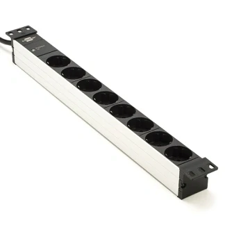 Afbeelding van 19 inch stekkerdoos Brennenstuhl 2 meter (8 voudig, 1U, Overspanningsbeveiliging, Aluminium)