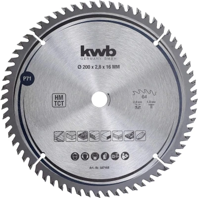 Afbeelding van kwb 587168 Hardmetaal cirkelzaagblad 200 x 16 mm 1 stuk(s)