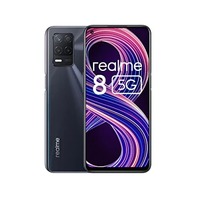 Afbeelding van realme 8 5G mobiele telefoon, simvrije smartphone met Dimensity 700 processor, 90 Hz ultra glad display, 5000 mAh massieve batterij, 48 MP nachtcamera, dual sim, NFC, 4 + 64 GB