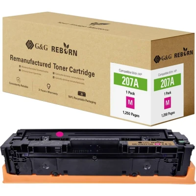 Afbeelding van G&amp;G REBORN 207A gereviseerde Tonercartridge Geschikt voor HP W2213A 207X W2213X magenta
