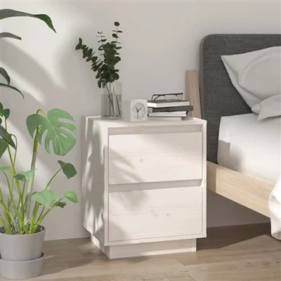 Afbeelding van vidaXL Nachtkastje 40x35x50 cm massief grenenhout wit