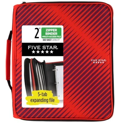 Afbeelding van Vijf sterren ritssluiting plus multi access file red