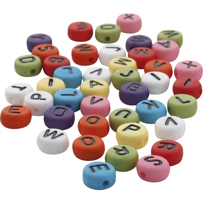 Afbeelding van Ronde letterkralen, diverse kleuren, d: 7 mm, gatgrootte 1 2 0,0 gr/ doos