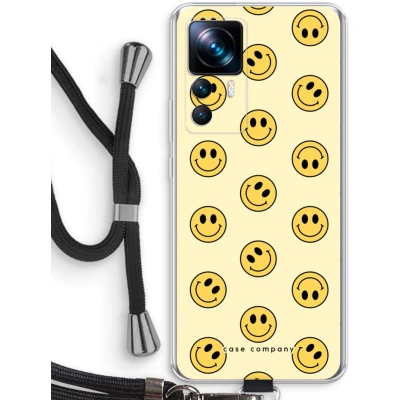 Afbeelding van Case Company® hoesje met Koord geschikt voor Xiaomi 12T Smiley N2 Telefoonhoesje Zwart Bescherming aan alle Kanten en Over de Schermrand
