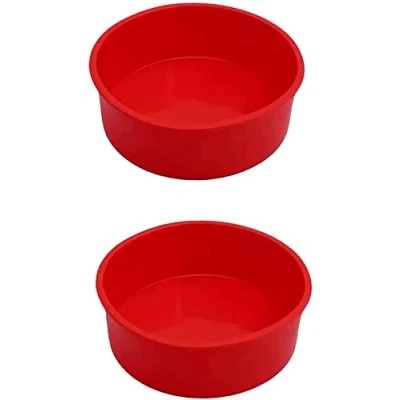 Afbeelding van 2 stuks 15,2 cm siliconen taartvormen, anti aanbaklaag, snelle release, geschikt voor muffins, puddingen, brood, ronde taarten (15,2 cm)