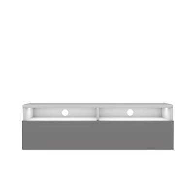 Afbeelding van Selsey Rednaw TV meubel met lade, mat wit / hoogglans grijs LED, 100 cm