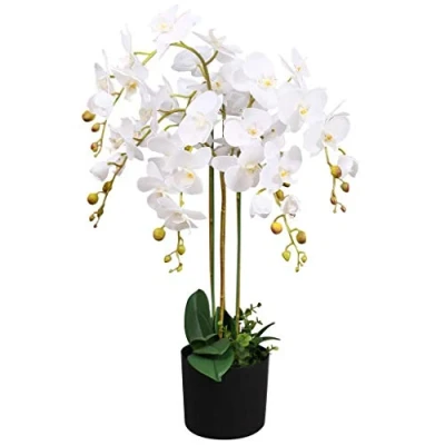 Afbeelding van Leaf Design UK Realistische kunstmatige orchidee in pot, 85 cm, wit