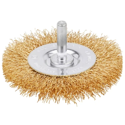 Afbeelding van Staaldraadborstel messing (boormachine) voor hout, diameter: 75mm. Dikte: 10mm.