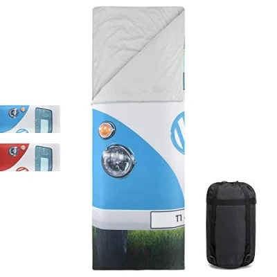 Afbeelding van VW Collection Volkswagen T1 Bus Enkele Slaapzak Blauw Avontuurlijke Kampeerervaring
