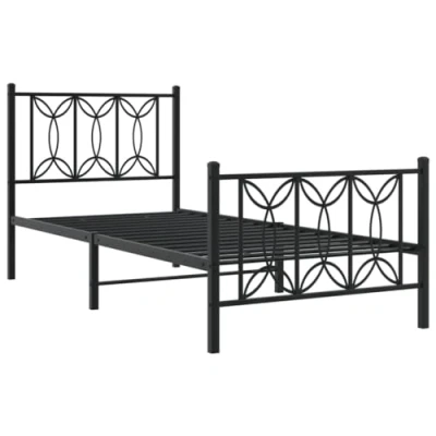 Image de vidaXL Cadre de lit métal sans matelas avec pied noir 80x200 cm