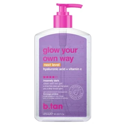 Afbeelding van B.tan Glow Your Own Way Next Level Insanely Dark clear self tan gel 473 ml