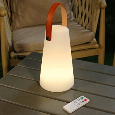 Afbeelding van IROO Led tafellamp voor buiten, met afstandsbediening, warmwit, 8 kleuren, dimbaar, draadloos, waterdicht, ideale decoratie je huis en tuin (conisch)