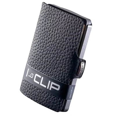 Afbeelding van I CLIP ® portemonnee Pure (verkrijgbaar in 5 varianten), zwart, frame metallic grijs, 9 cm, compacte
