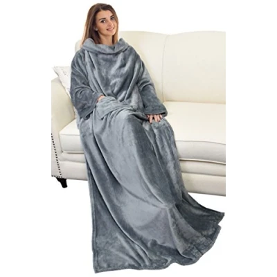 Afbeelding van Catalonia Classy Draagbare knuffeldeken met mouwen, comfortabel cadeau voor vrouwen, vriendin, warme zachte fleece deken arm bank, haar, 185 x 130 cm