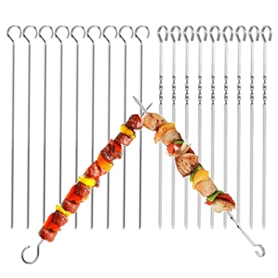 Afbeelding van grillspiesen, 20 delig, 30 cm, spiesen van roestvrij staal, spiezen, vleespennen voor groentespiesen