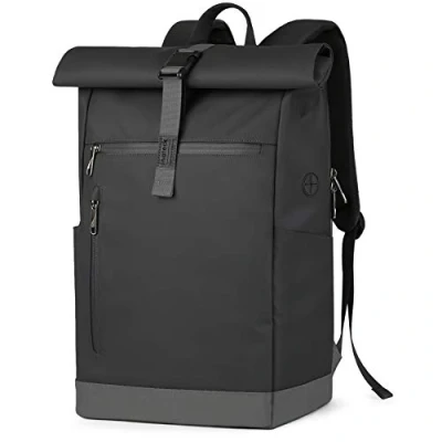 Afbeelding van Inateck Laptop Rugzak Womens Mens 17 Inch Splash proof Antitheft Roll Top voor Fietsen Zakelijke Reizen met Hoofdtelefoon Poort, Zwart, 43.18 cm