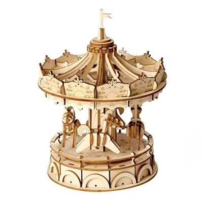 Afbeelding van Robotime 3d puzzel Merry Go Round 17,7 Cm Hout Naturel