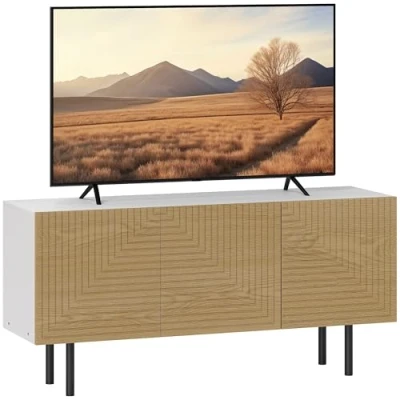 Afbeelding van HOMCOM TV meubel Spaanplaat 120,5 x 35 59 cm Natuurlijk hout