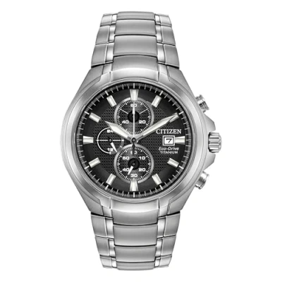 Afbeelding van Citizen Herenhorloge, chronograaf, eco drive, met titanium armband, zwart, zwart., Armband