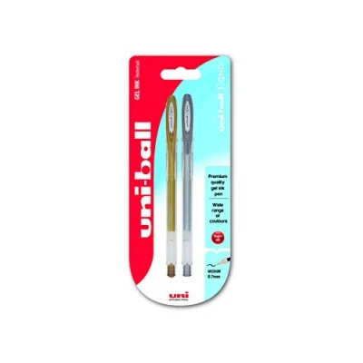 Afbeelding van uni ball Signo Gel UM 120 rollerbalpen, 153486732, goud/zilver, 2 stuks