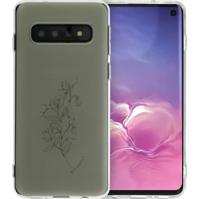 Afbeelding van iMoshion hoesje Geschikt voor Samsung Galaxy S10 Siliconen Design Meerkleurig / Floral Green