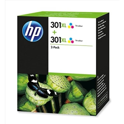 Afbeelding van HP 301XL originele high capacity drie kleuren inktcartridges, 2 pack (
