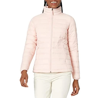 Image de Amazon Essentials Veste matelassée légère à manches longues, imperméable et pliable (disponible en grande taille) pour femme, rose clair (taille XXL)