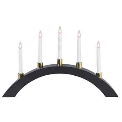 Afbeelding van Star Trading LED lichtboog &#039;Halla&#039;, hout, 5 kaarsen, antraciet, rond