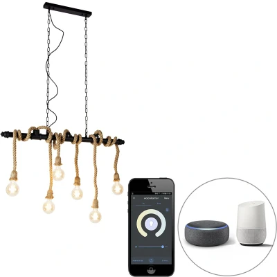Afbeelding van QAZQA Smart hanglamp zwart 6 lichts incl. Wifi G95 Plural