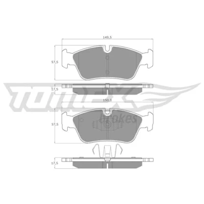 Afbeelding van TOMEX brakes TX 14 35 Remblokkenset Vooras Geschikt voor slijtage waarschuwingscontact BMW: 3 Saloon, 1 Hatchback