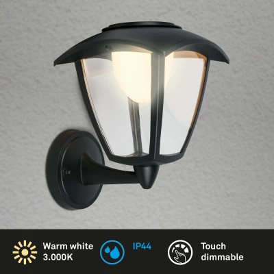 Afbeelding van BRILONER LED wandlamp Akku Touch Vervangbare batterij Zwart Verwisselbare voet 23 x 29,5 16,5 cm