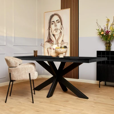 Afbeelding van Eetkamertafel Denver Black Rechthoek 180 Cm