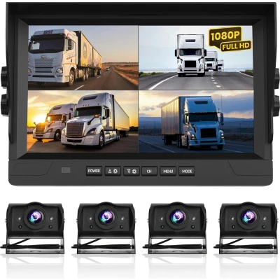 Afbeelding van Strex Achteruitrijcamera Set Bedraad Met 4 Camera&#039;s (tegelijk bekijken) 9&quot; Scherm 18LED