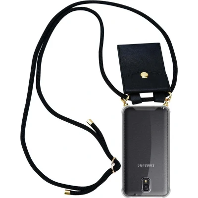 Afbeelding van Cadorabo Hoesje geschikt voor Samsung Galaxy NOTE 3 in ZWART Silicone Mobiele telefoon ketting beschermhoes met gouden ringen, koordriem en afneembare etui