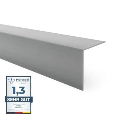 Afbeelding van Quest PVC randbescherming hoek zonder plakband hoeklijst hoekbescherming 40 x mm 200 cm donkergrijs