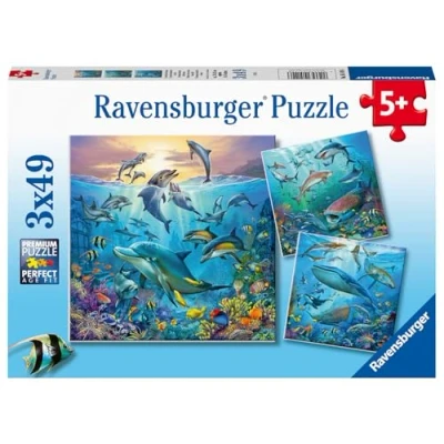 Afbeelding van Ravensburger puzzel Dieren in de Oceaan 3x49 stukjes kinderpuzzel