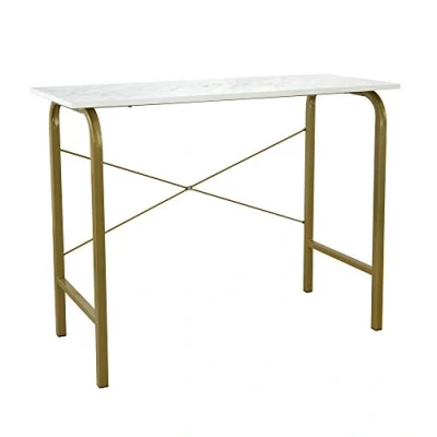 Afbeelding van Teamson Home Thuiskantoor Bureau Nep Marmeren/Messing Afwerking Metaal Poten 43.5 x 18.5 29 (Inch)