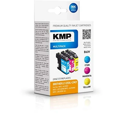Afbeelding van KMP Inktcartridge vervangt Brother LC 225XLC, 225XLM, 225XLY Compatibel Combipack Cyaan, Magenta, Geel B63V 1530,4050