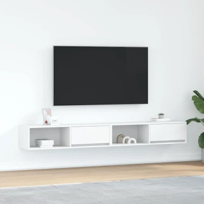 Afbeelding van vidaXL Tv meubelen 2 st 100x31x25,5 cm bewerkt hout wit