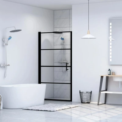 Afbeelding van Douchedeur 81x195 cm gehard glas zwart