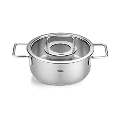 Afbeelding van Fissler Pure Collection RVS Kookpan Laag met Glasdeksel 3.9 Liter 24cm