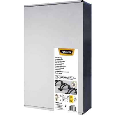Afbeelding van Draadrug Fellowes 12mm 34 rings A4 wit 100stuks