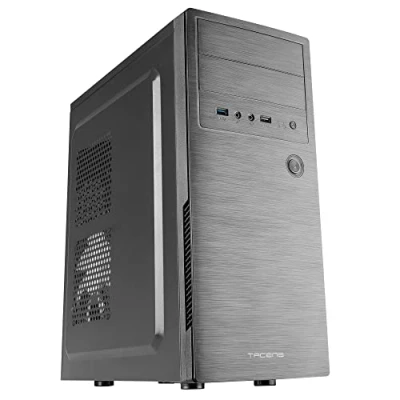Afbeelding van Tacens 2INITIOX PC behuizing Mid Tower ATX, zijventilator 12 cm, voorkant gepolijst aluminium, staal, zwart
