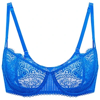 Afbeelding van DOBREVA Sexy beha voor dames, met beugel, kant, transparant, Blauw