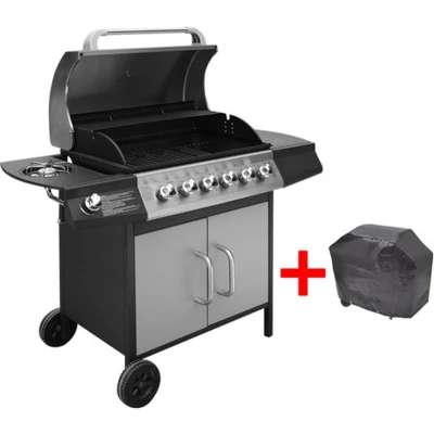 Afbeelding van vidaXL Gasbarbecue 6+1 kookzone zwart en zilver