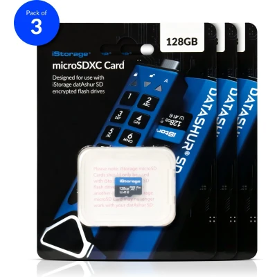 Afbeelding van iStorage MicroSD Card 128GB 3 Pack alleen te gebruiken met de datAshur SD flashdrive (module) IS FL DSD 256